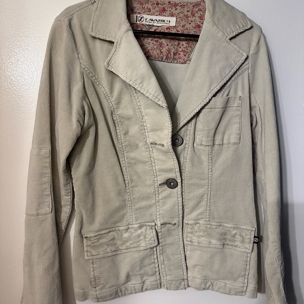 Women's Beige Corduroy Casual Jacket